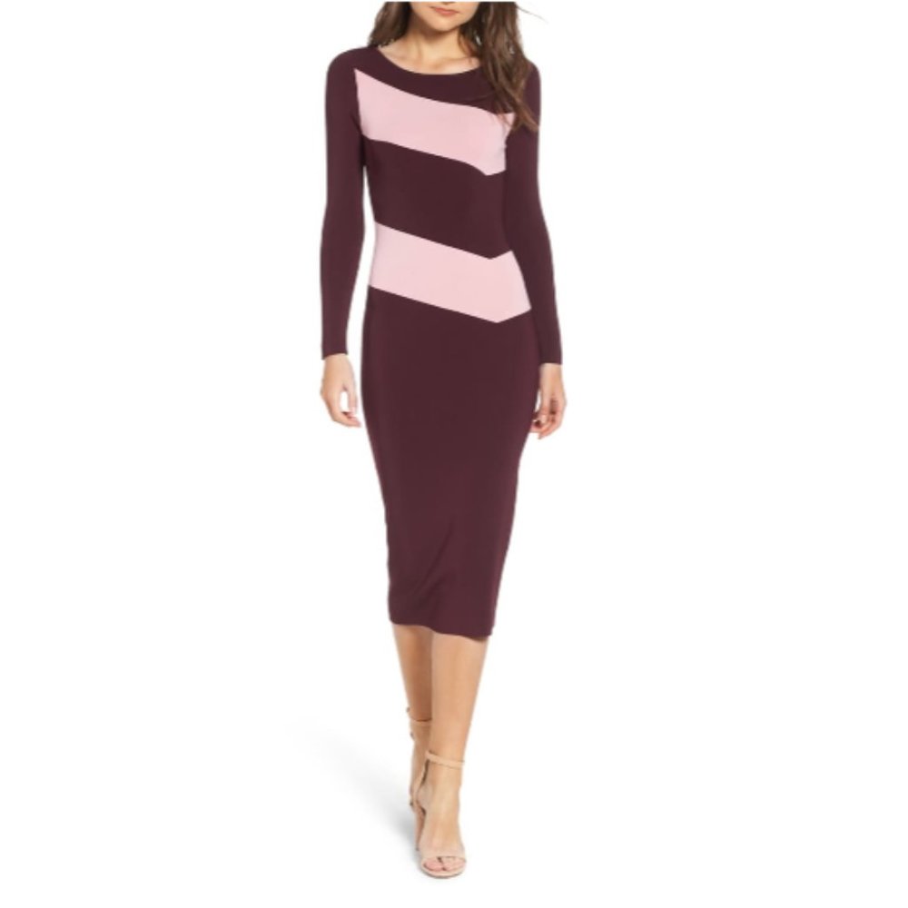 Chelsea28 Bold Stripe Bodycon Midi Dress